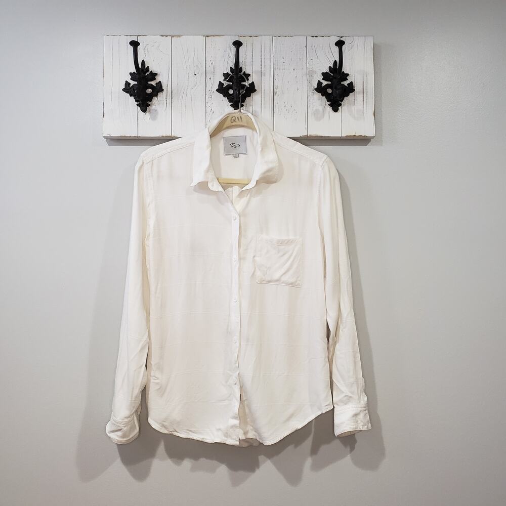Rails White Plaid Relaxed Button Up Shirt Rayon Size M
